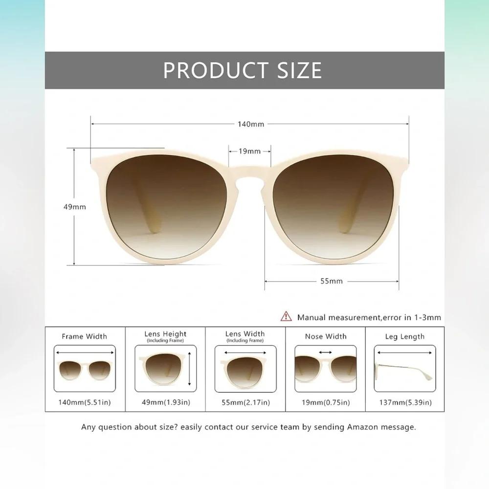 NEW SUNGAIT Vintage Round Sunglasses Women/Men Milky White Frame/Brown Lens
